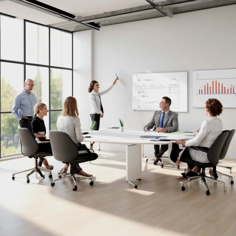 Happy management team collaborating